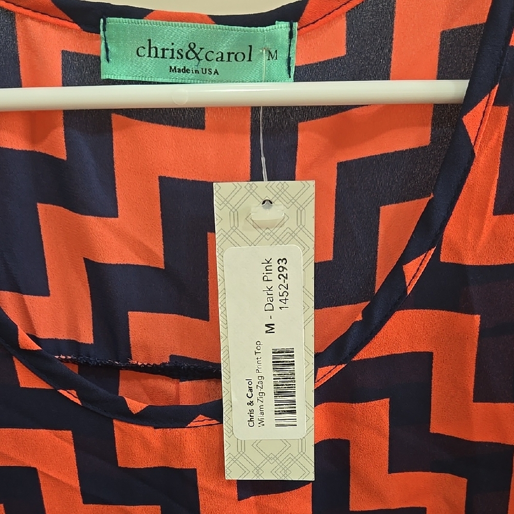 Chris & Carol Pink Sleeveless Graphic Blouse - Picture 2 of 5